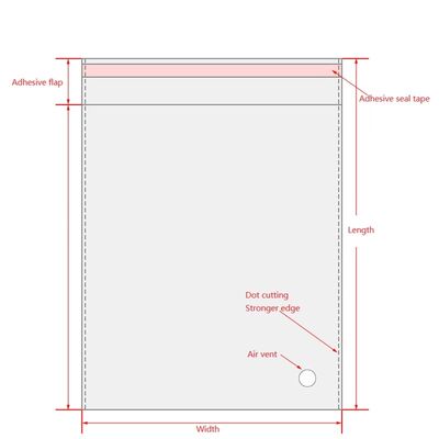 パーソナライズされたTシャツパッケージ 透明 透明性 透明性 セルフアレッシブ付き プラスチック袋